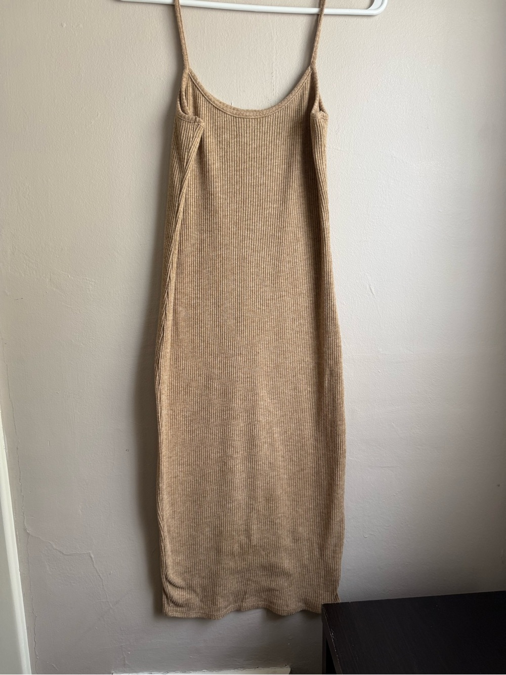 Wild Fable Tan Rib Knit Bodycon Midi Dress Cami Stretch Medium